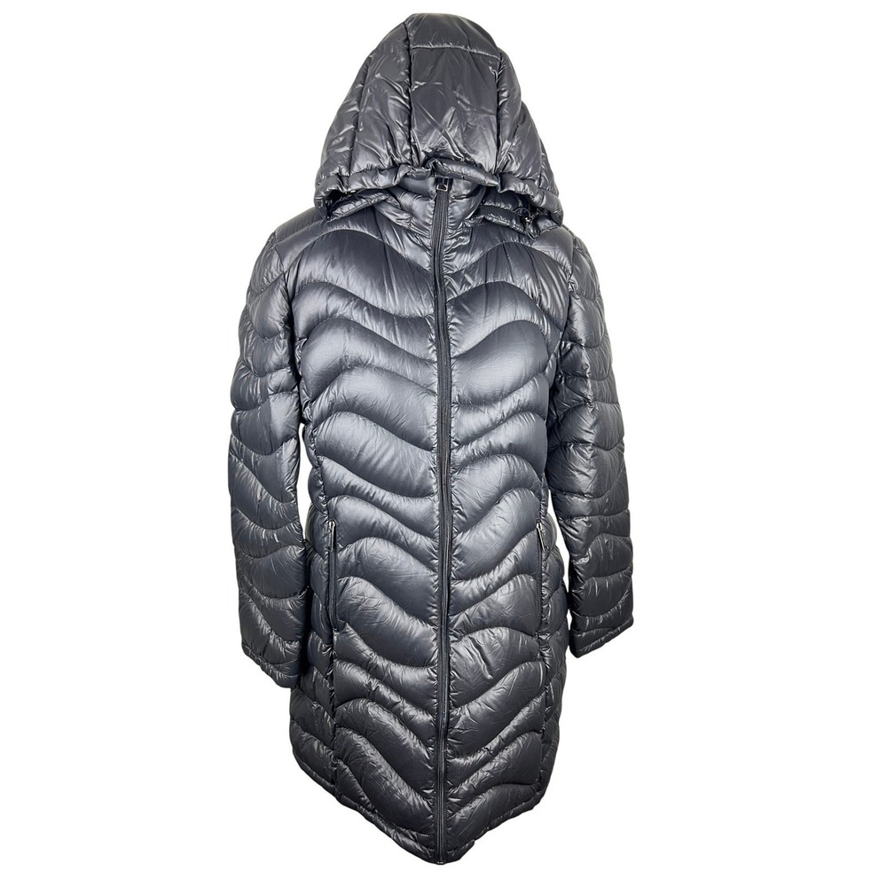 Andrew Marc Long Down Puffer Coat Black XL 650 Fill Packable Hooded Winter